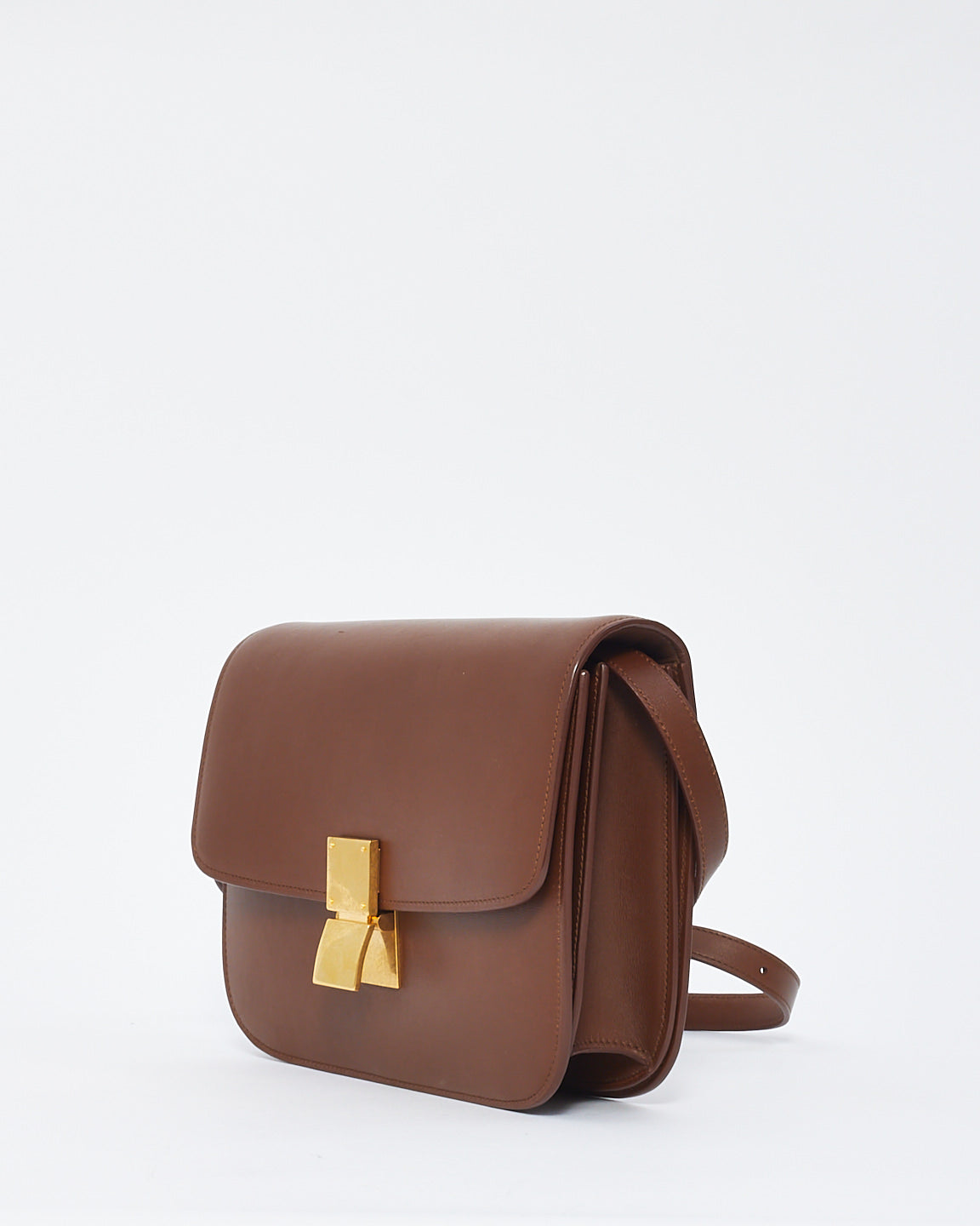 Celine Tan Box Calfskin Leather Medium Classic Bag