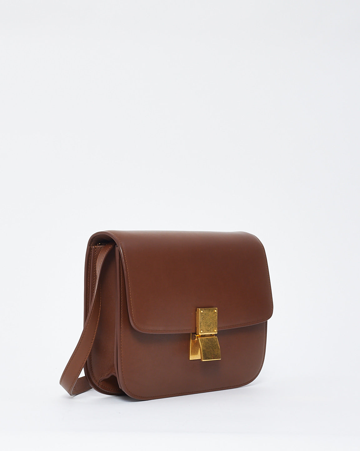 Celine Tan Box Calfskin Leather Medium Classic Bag