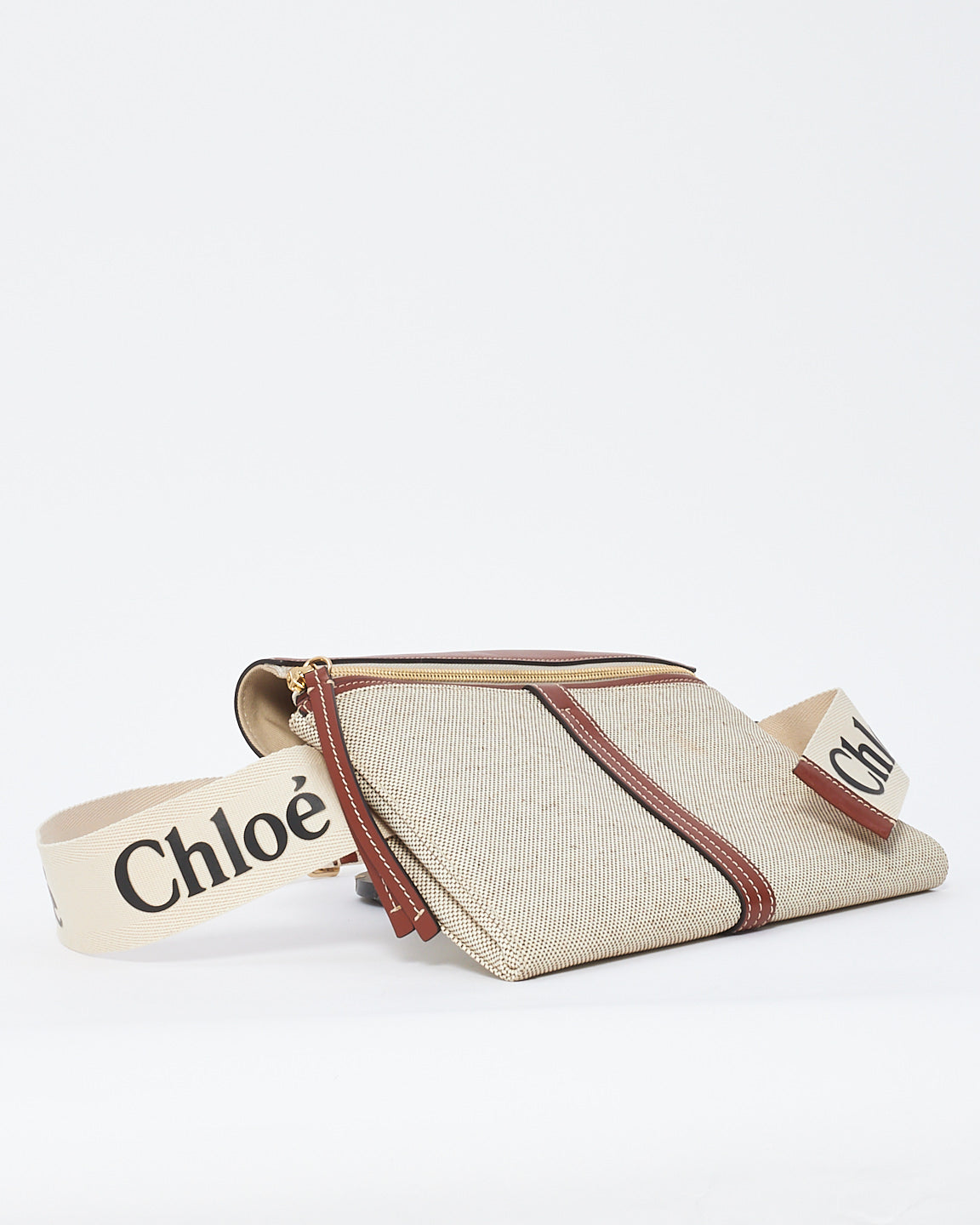 Chloé Beige Canvas Woody Belt Bag