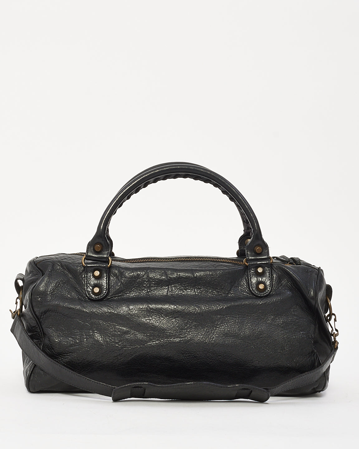 Balenciaga Sac Twiggy classique en cuir noir pour motocross