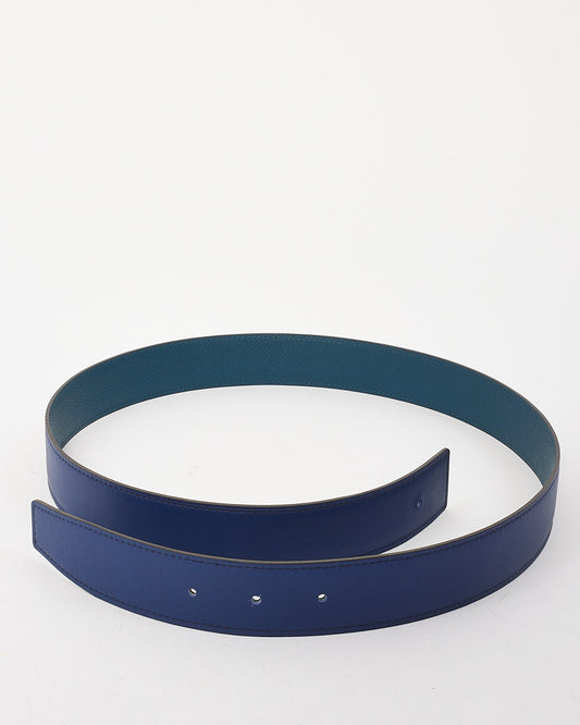 Hermès Blue Leather Reversible Belt - No Buckle 85