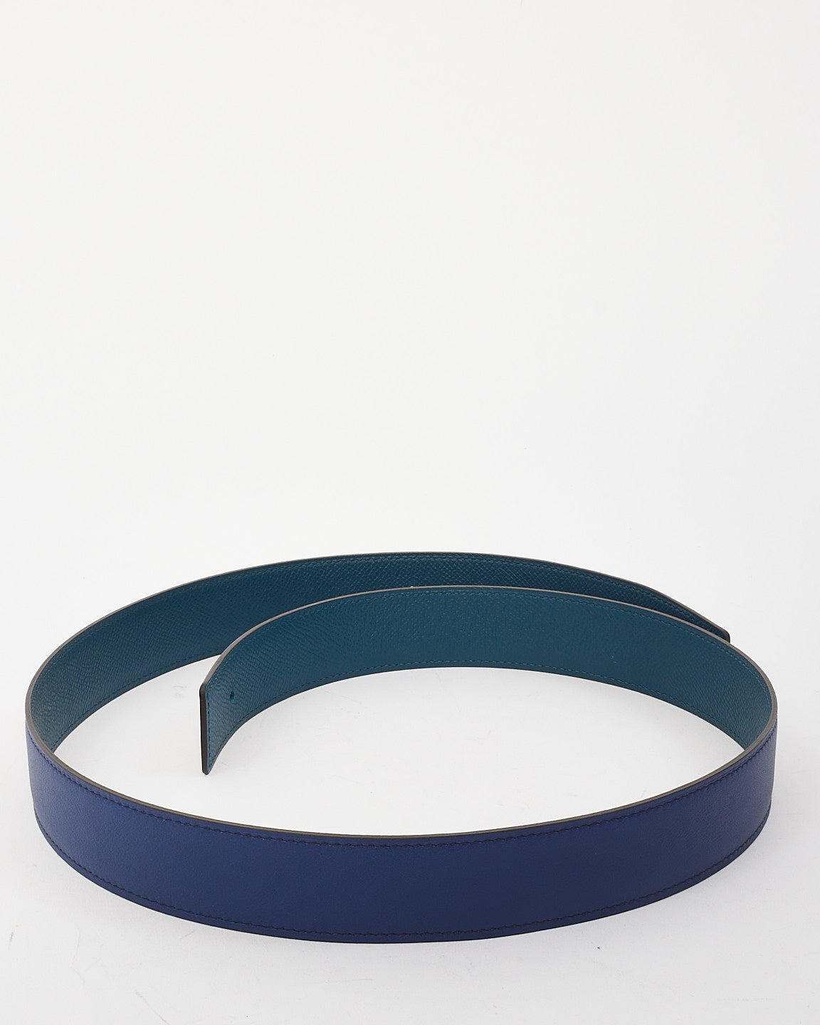 Hermès Blue Leather Reversible Belt - No Buckle 85