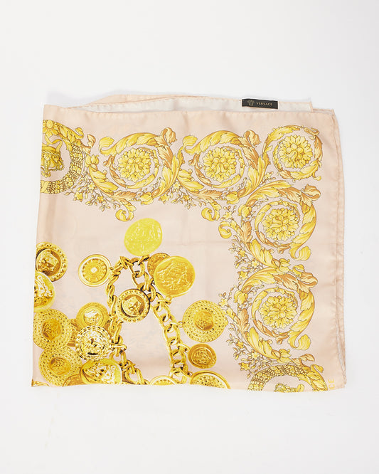 Versace Beige 
Yellow Silk Medallion Print Scarf