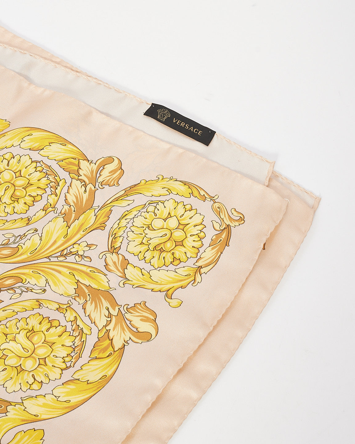 Versace Beige 
Yellow Silk Medallion Print Scarf