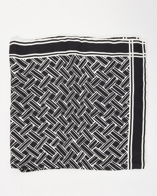 Bottega Veneta Black 
White Pattern Silk Scarf