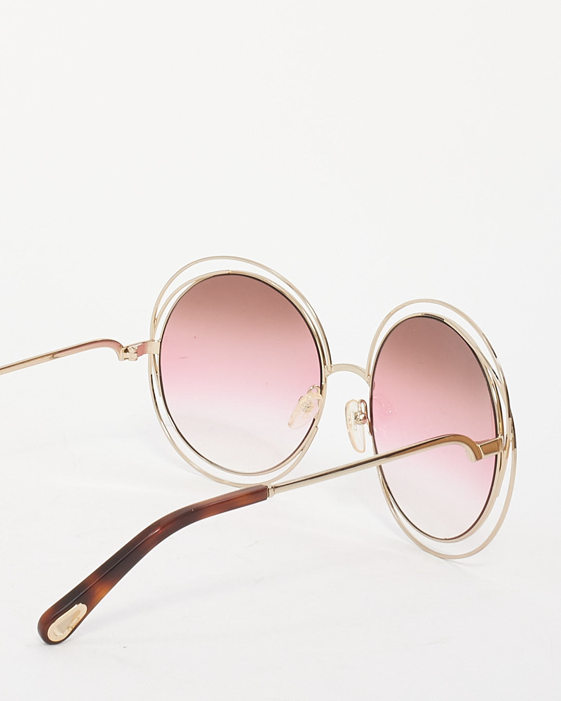 Chloé Lunettes de soleil à monture ronde en métal argenté CE114SD