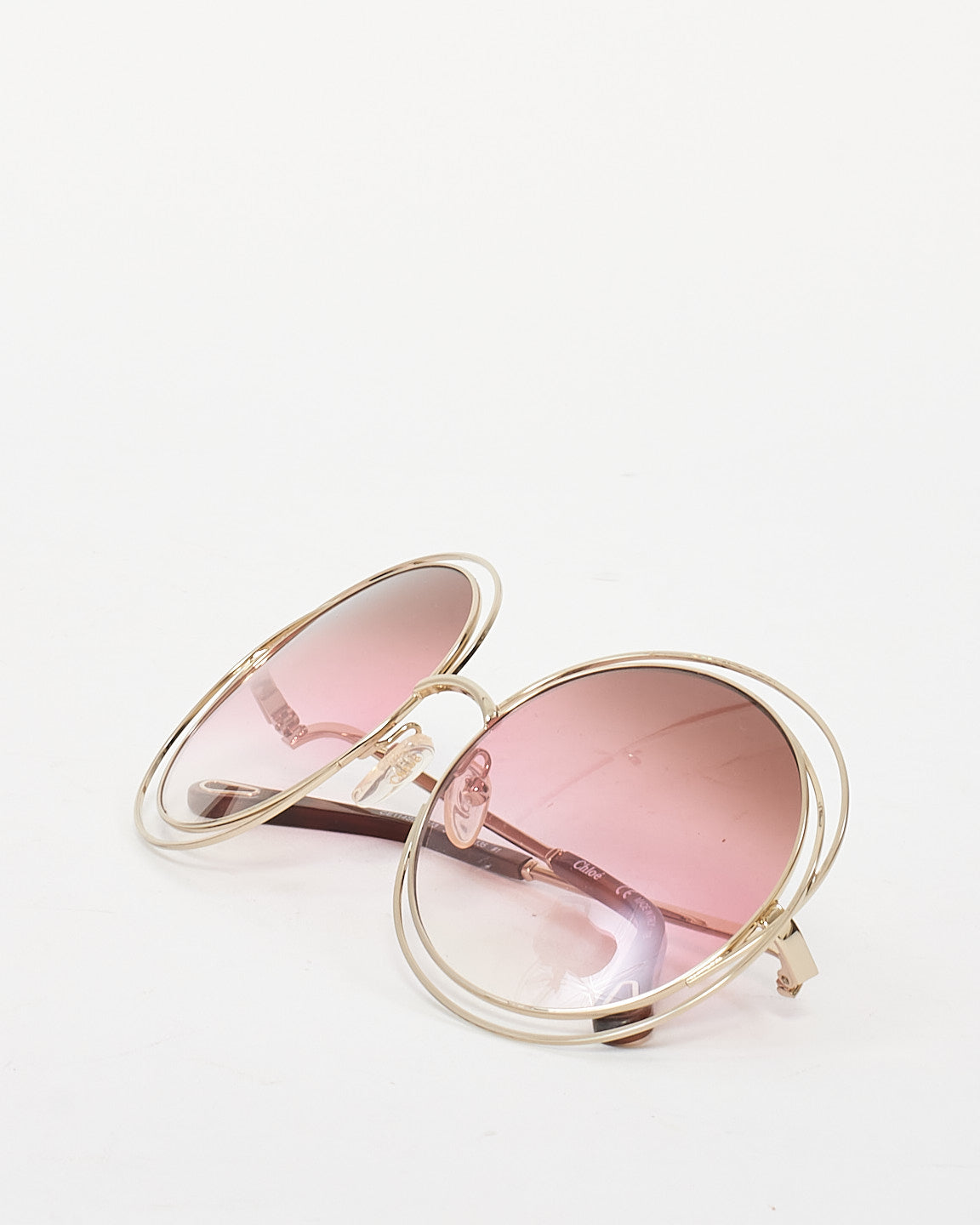 Chloé Lunettes de soleil à monture ronde en métal argenté CE114SD