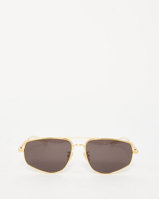 Bottega Veneta Gold Metal Frame Aviator Sunglasses BV1125S