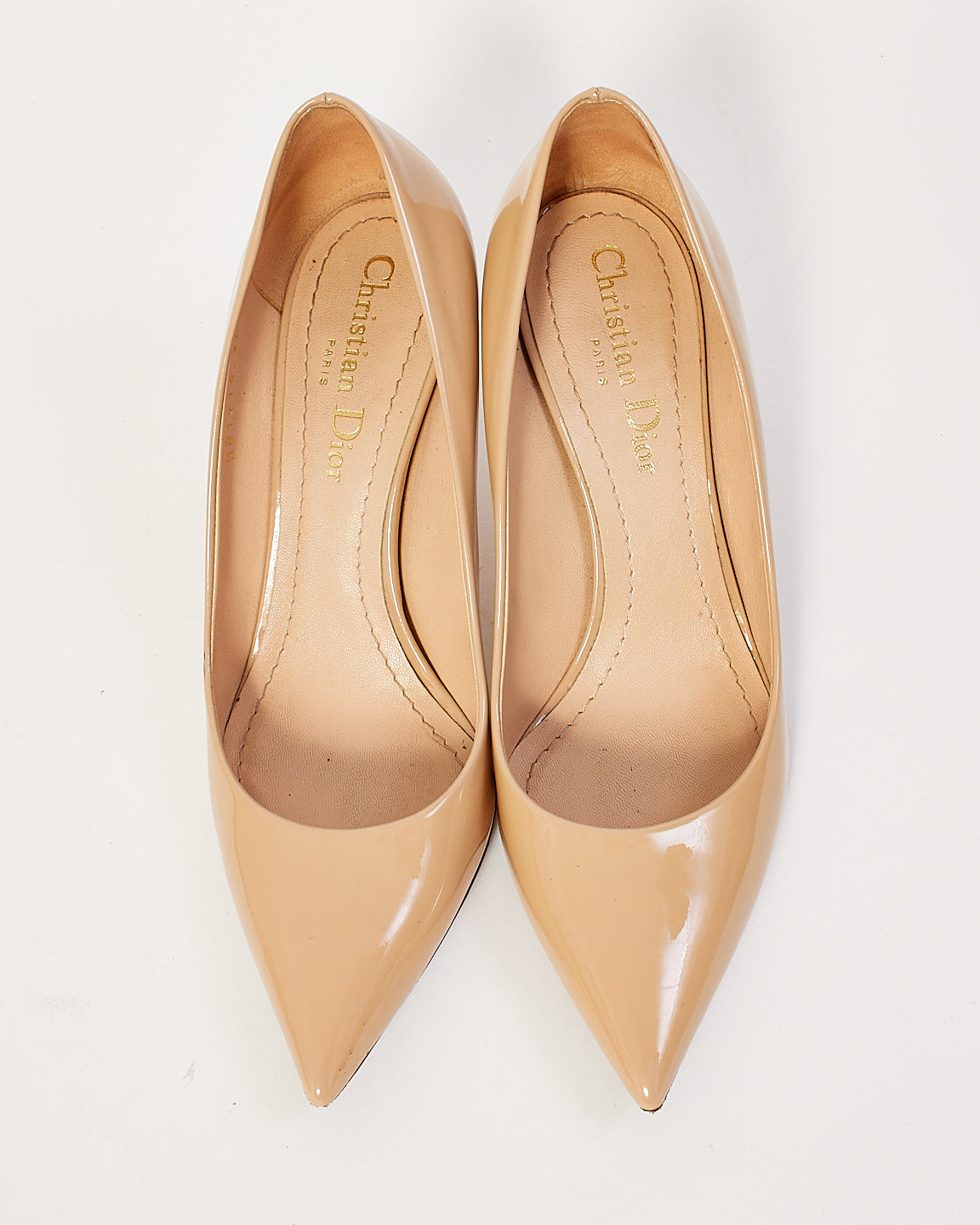 Dior Beige Patent Leather Point Toe Pumps - 36