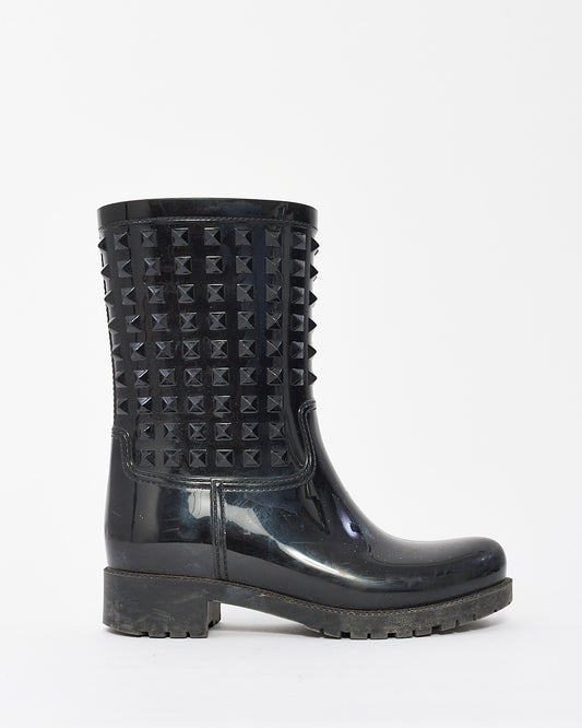 Valentino Black Rubber Rockstud Rain Boots - 38