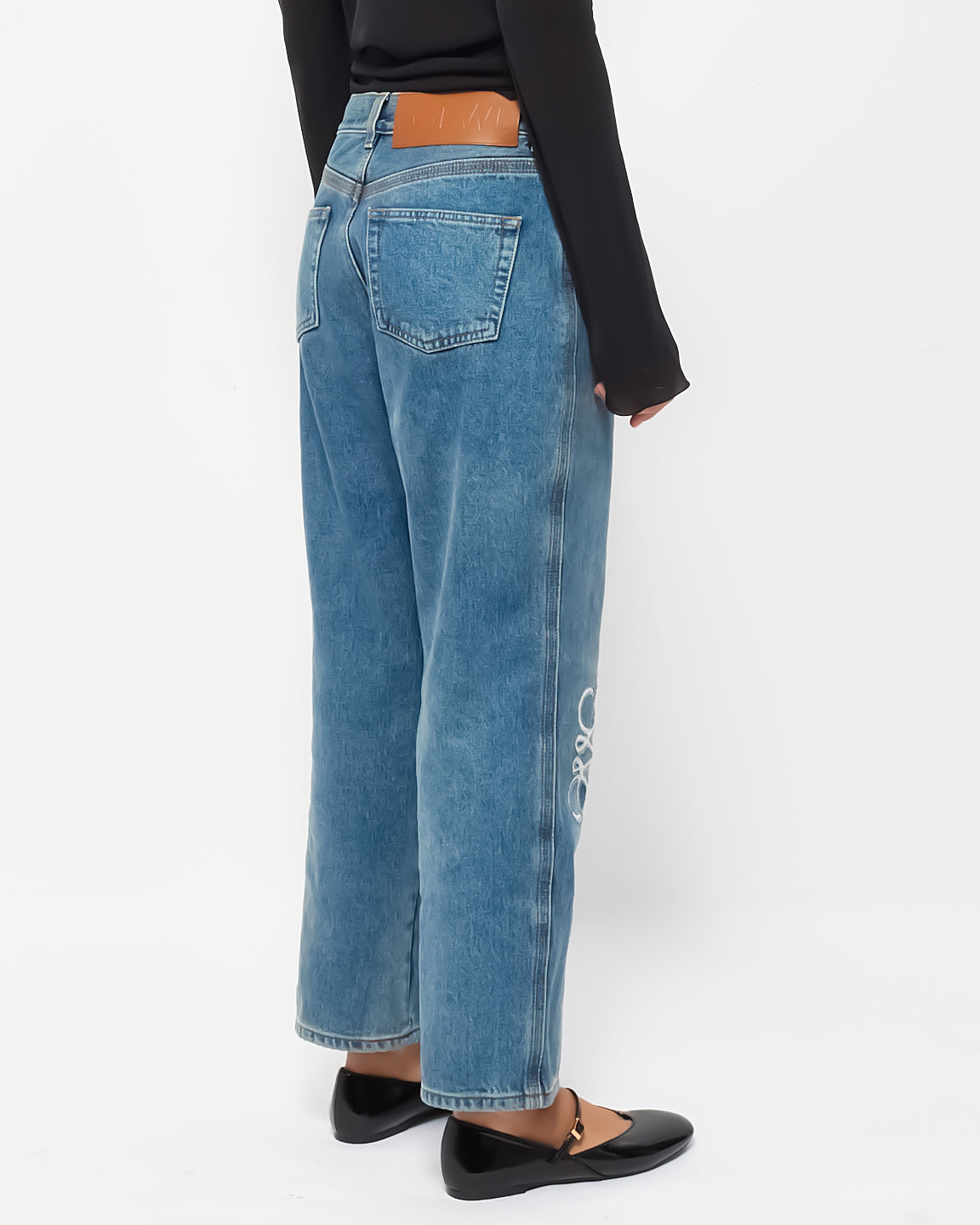 Loewe Blue Denim Anagram Print Cropped Jeans - 40