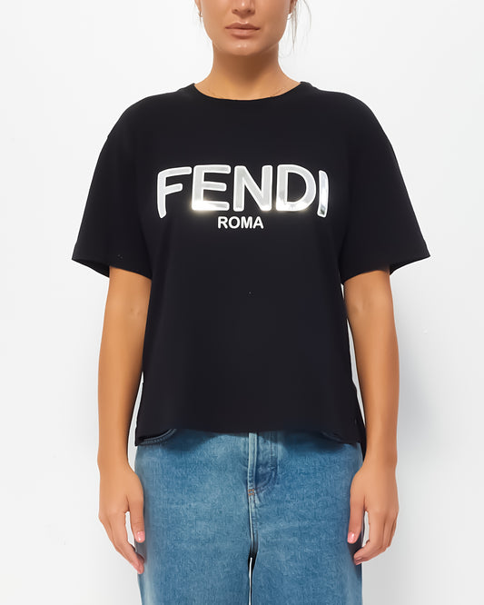 Fendi Black Logo T Shirt - XS