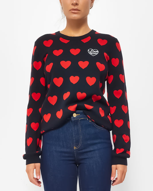 Love Moschino Black 
Red Heart Crewneck Sweater - 12