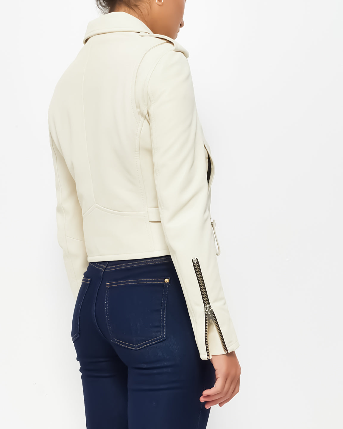 IRO Cream Leather Biker Jacket - 38