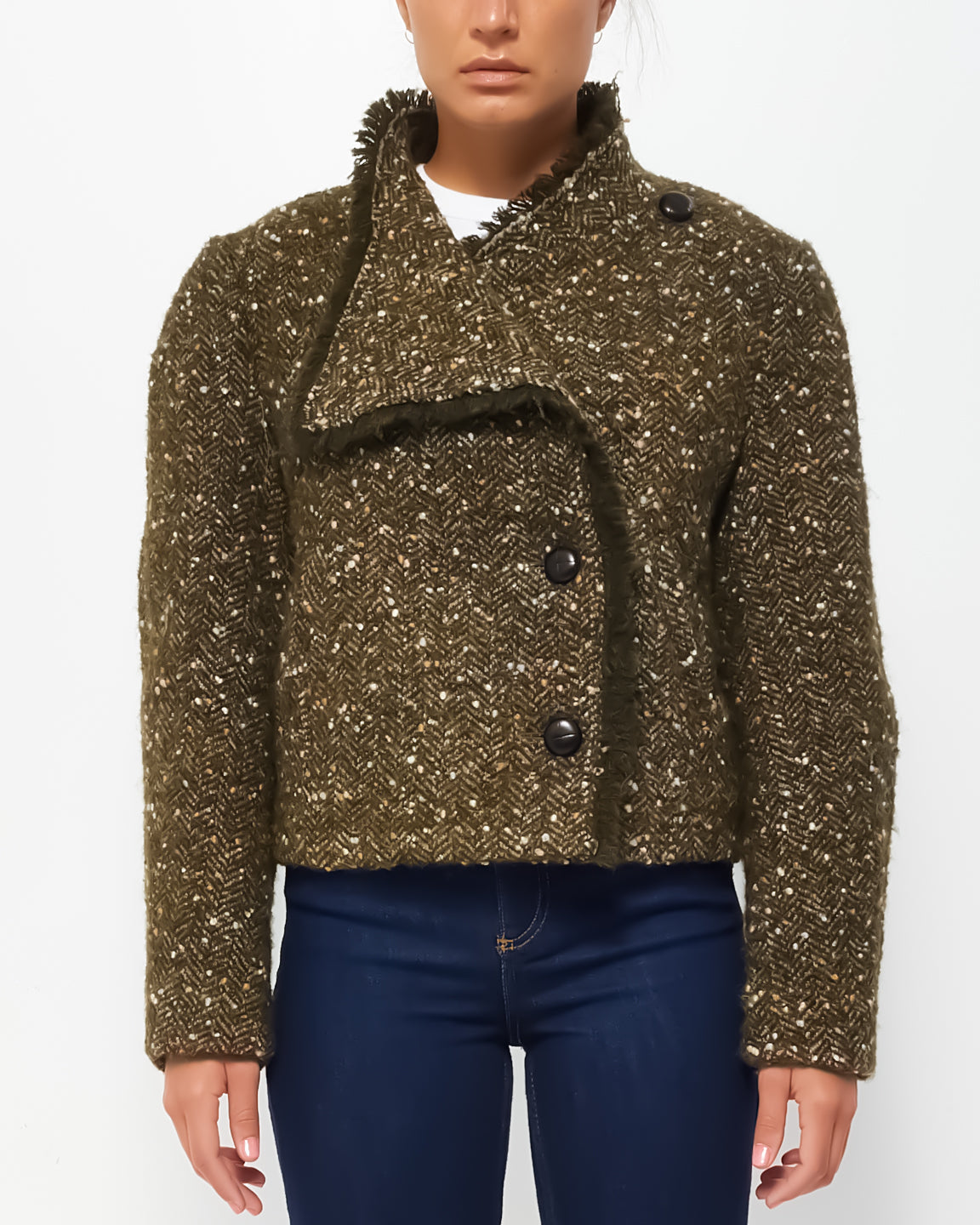 Isabel Marant Army Green Tweed Jacket - 34