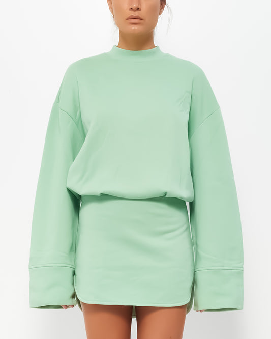 The Attico Green Cotton Long Sleeve 
Palmer
 Mini Dress - 42