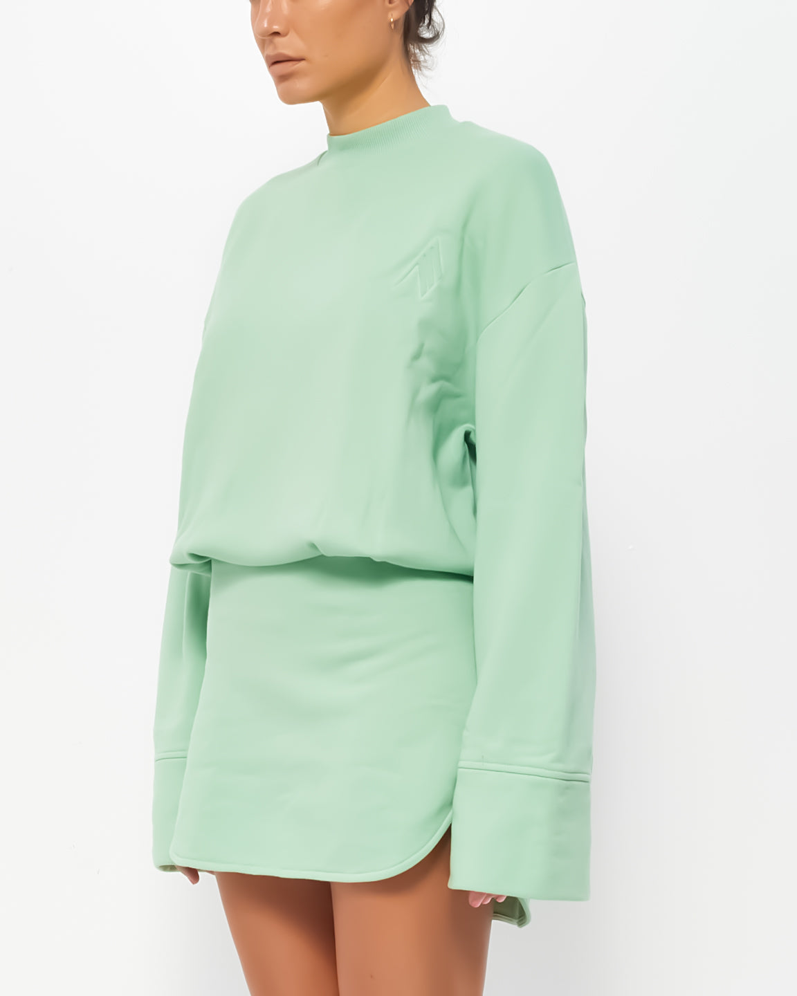 The Attico Green Cotton Long Sleeve 
Palmer
 Mini Dress - 42