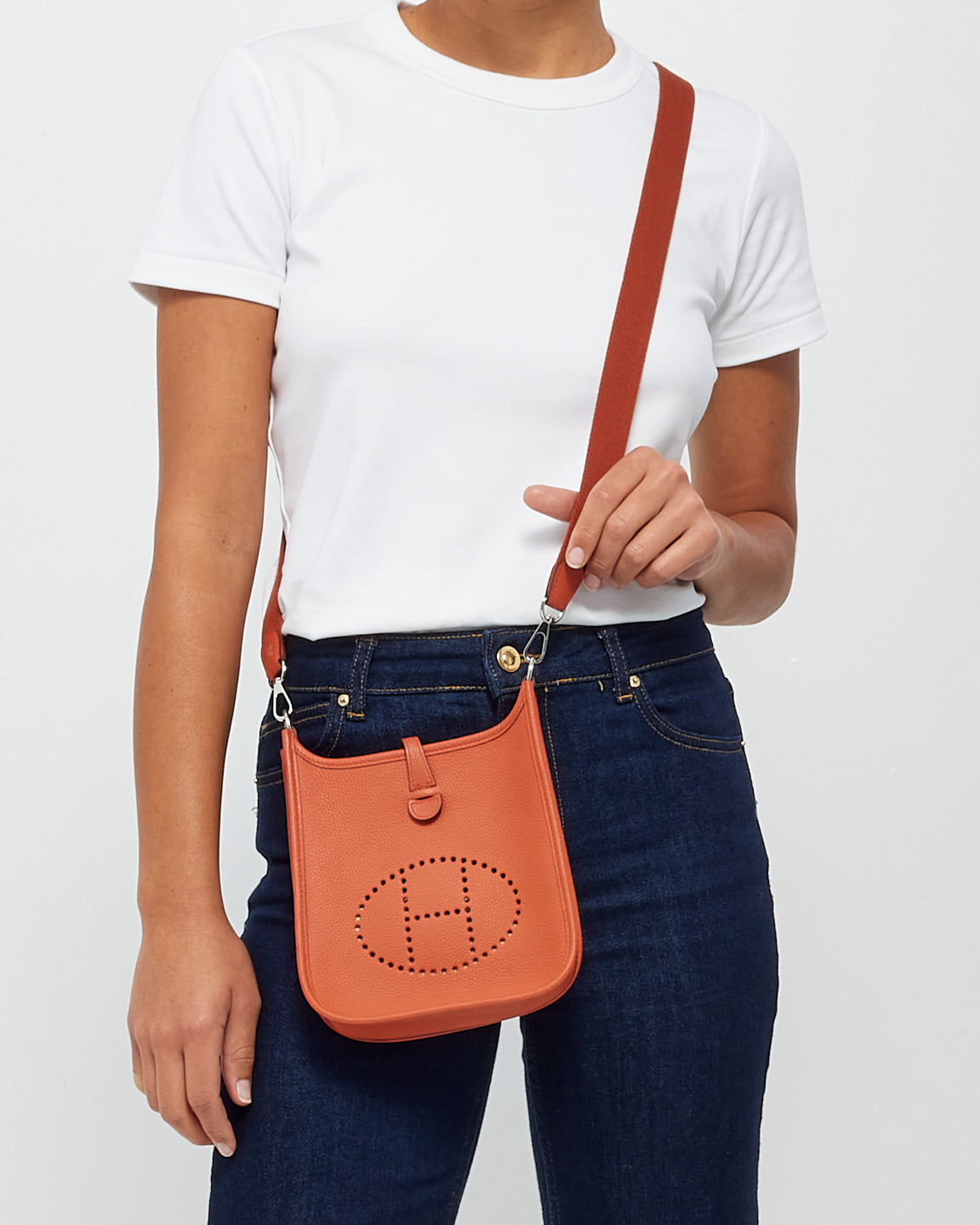 Hermès Burnt Orange Clemence Leather Evelyne TPM Bag