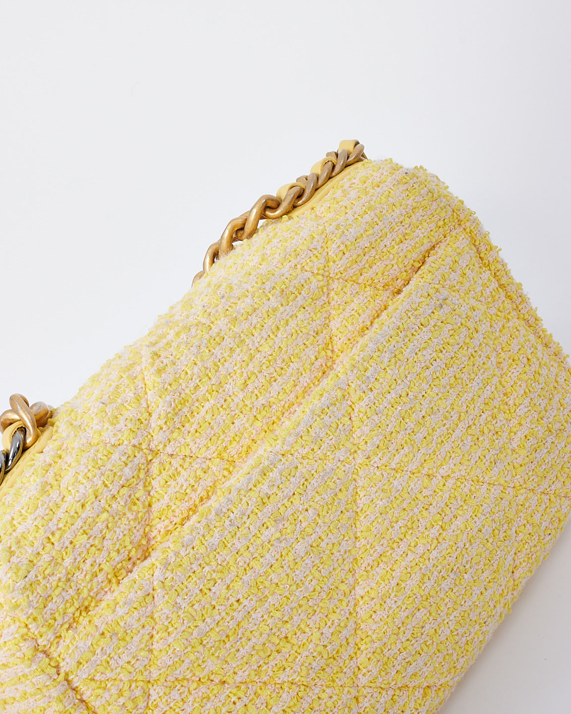 Chanel Yellow Tweed Medium 19 Shoulder Bag