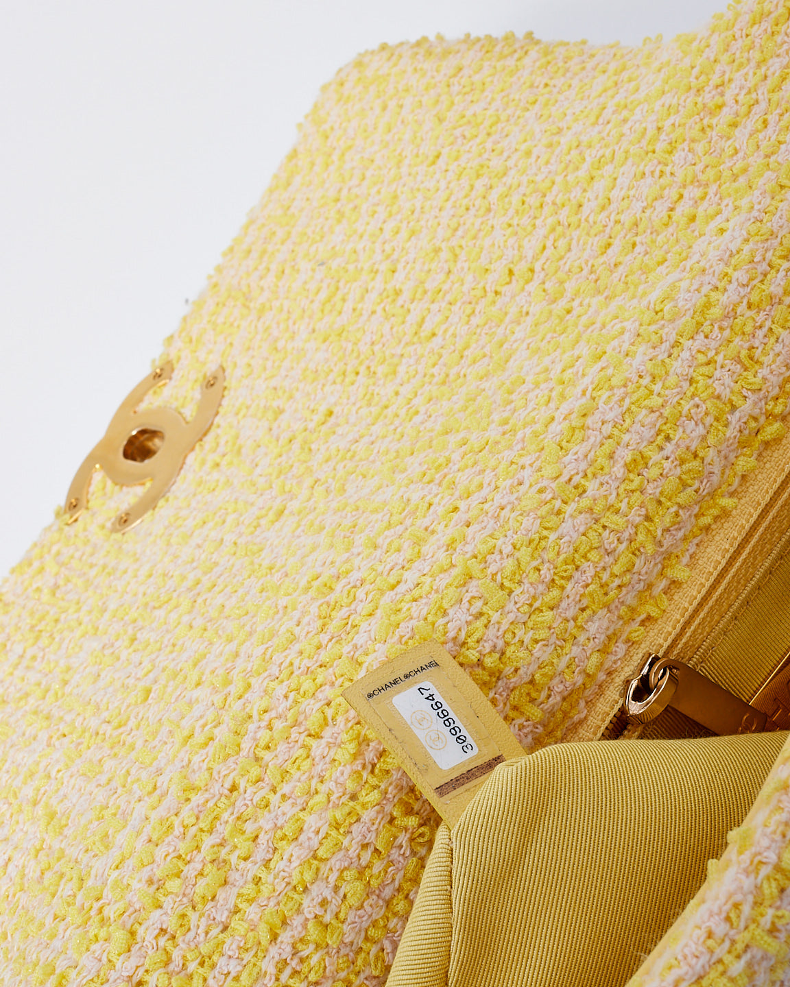 Chanel Yellow Tweed Medium 19 Shoulder Bag