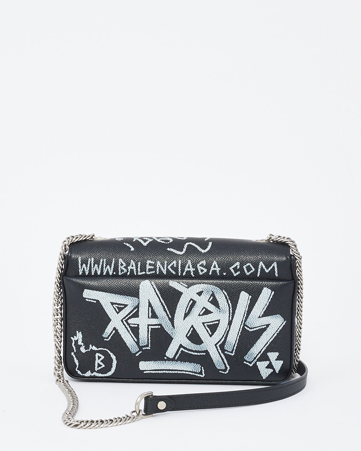 Balenciaga Black Leather Graffiti BB Chain Bag