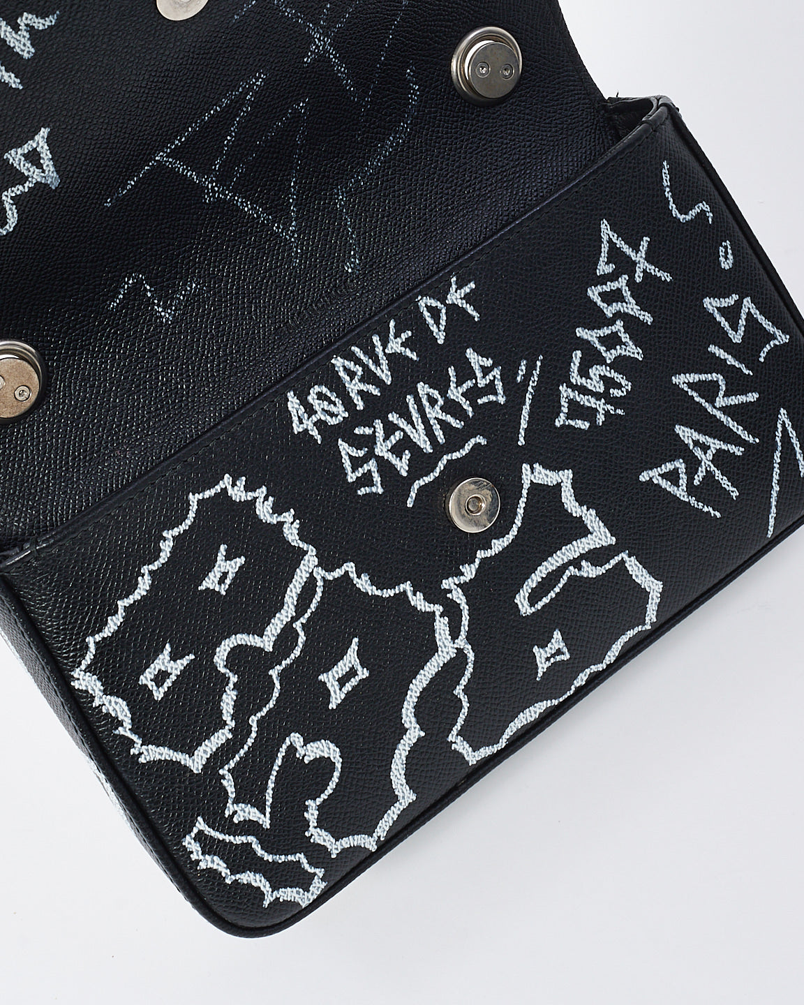 Balenciaga Black Leather Graffiti BB Chain Bag