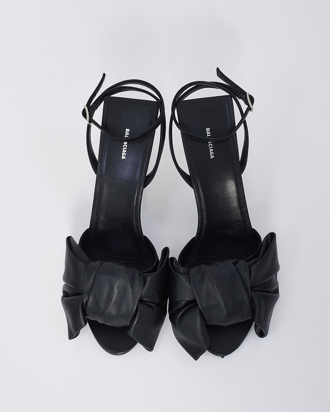 Balenciaga Black Leather Bow Sandals - 40