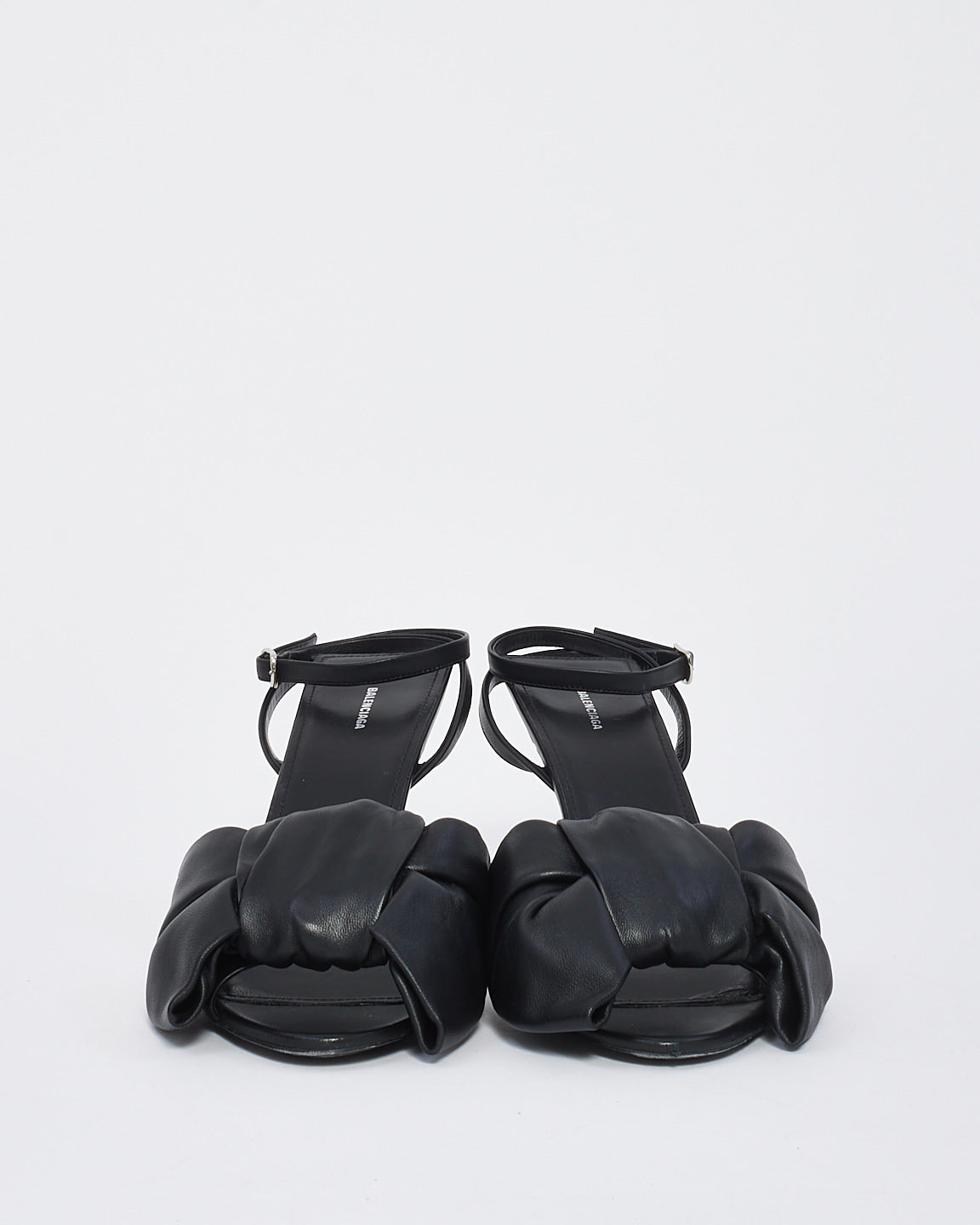 Balenciaga Black Leather Bow Sandals - 40