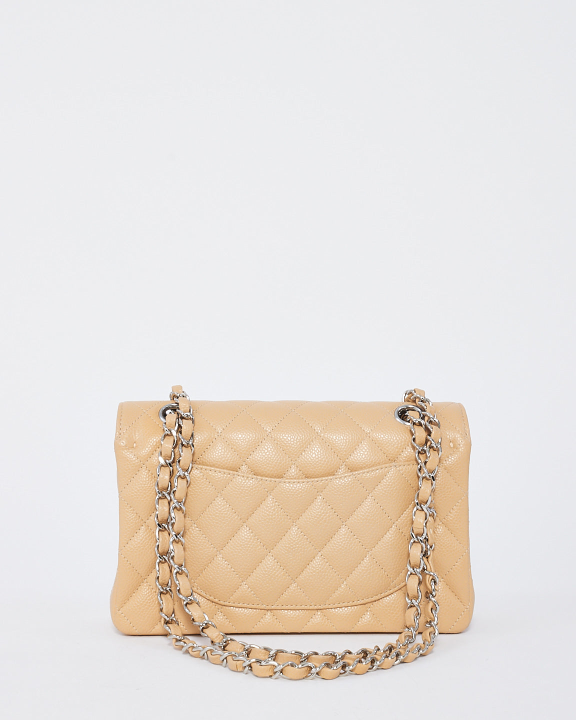 Chanel Beige Caviar Leather Small Classic Double Flap Shoulder Bag with SHW