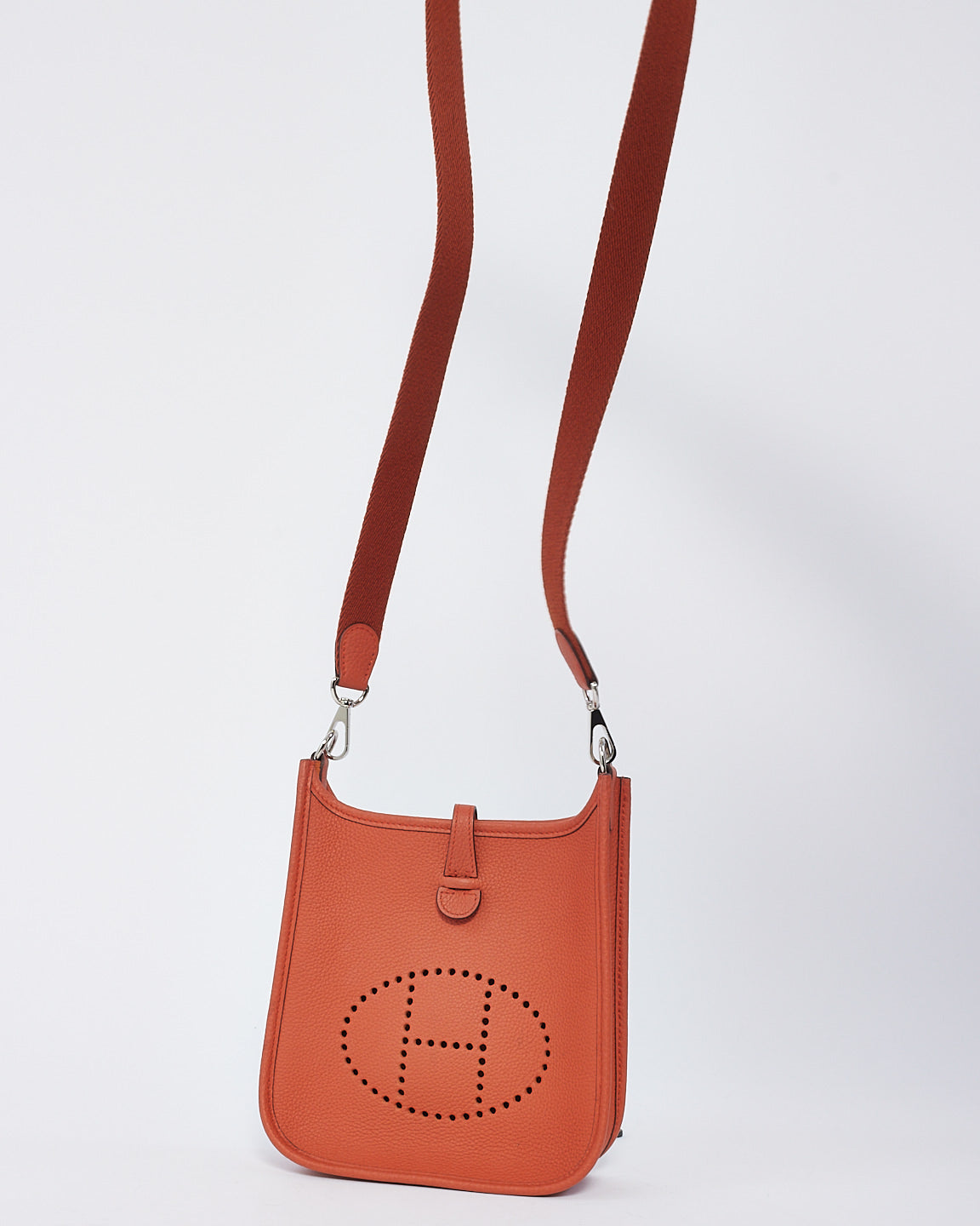 Hermès Burnt Orange Clemence Leather Evelyne TPM Bag