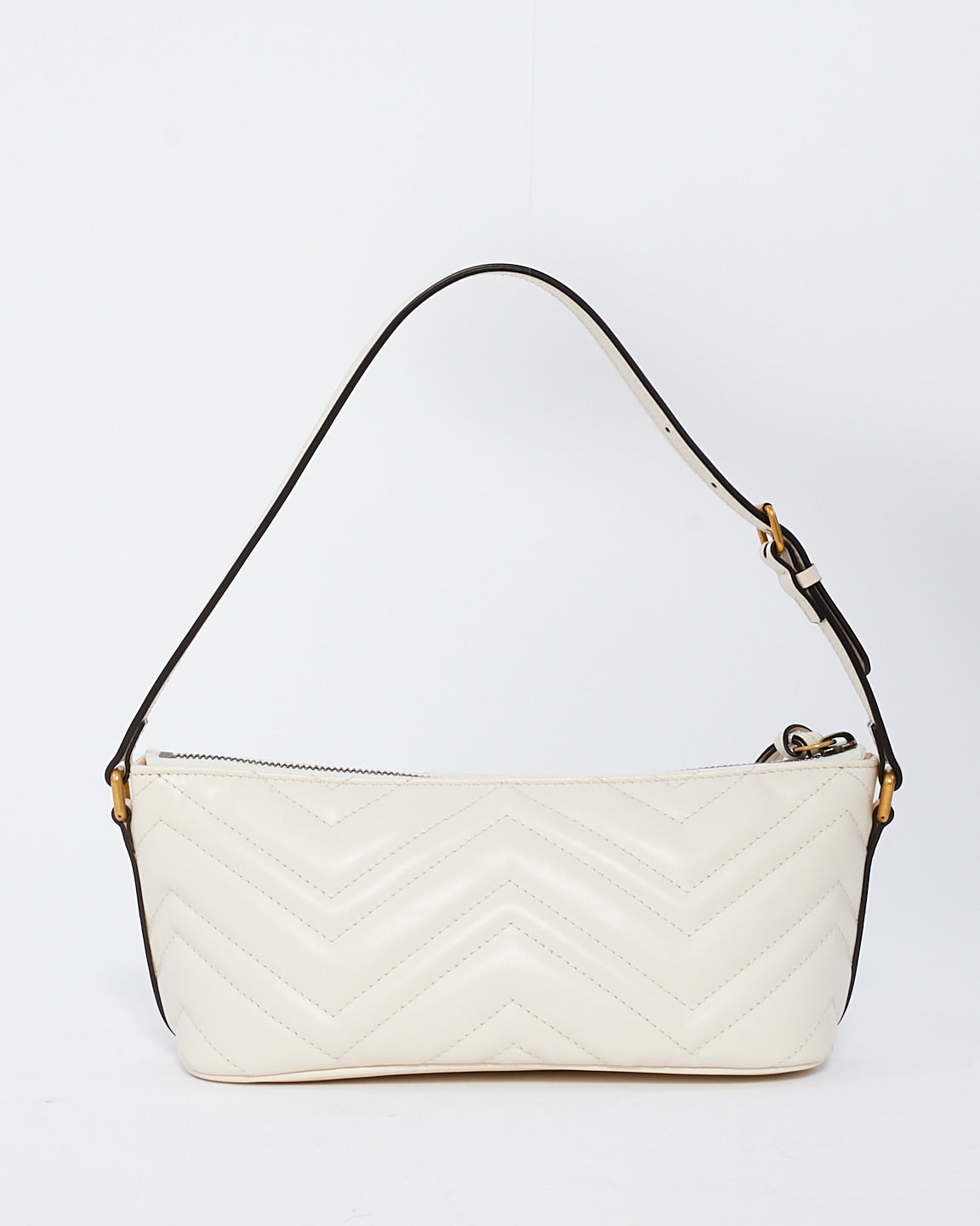 Gucci White Matelassé Leather GG Marmont Shoulder Bag