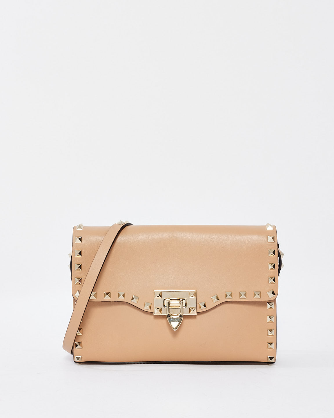 Valentino Beige Leather Small Rockstud Crossbody Bag