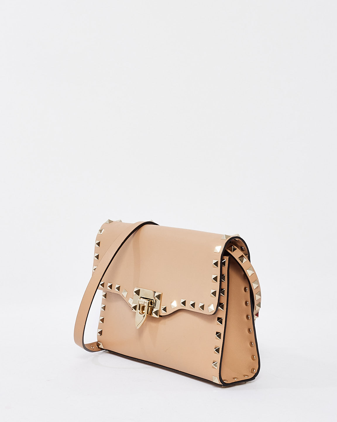 Valentino Beige Leather Small Rockstud Crossbody Bag