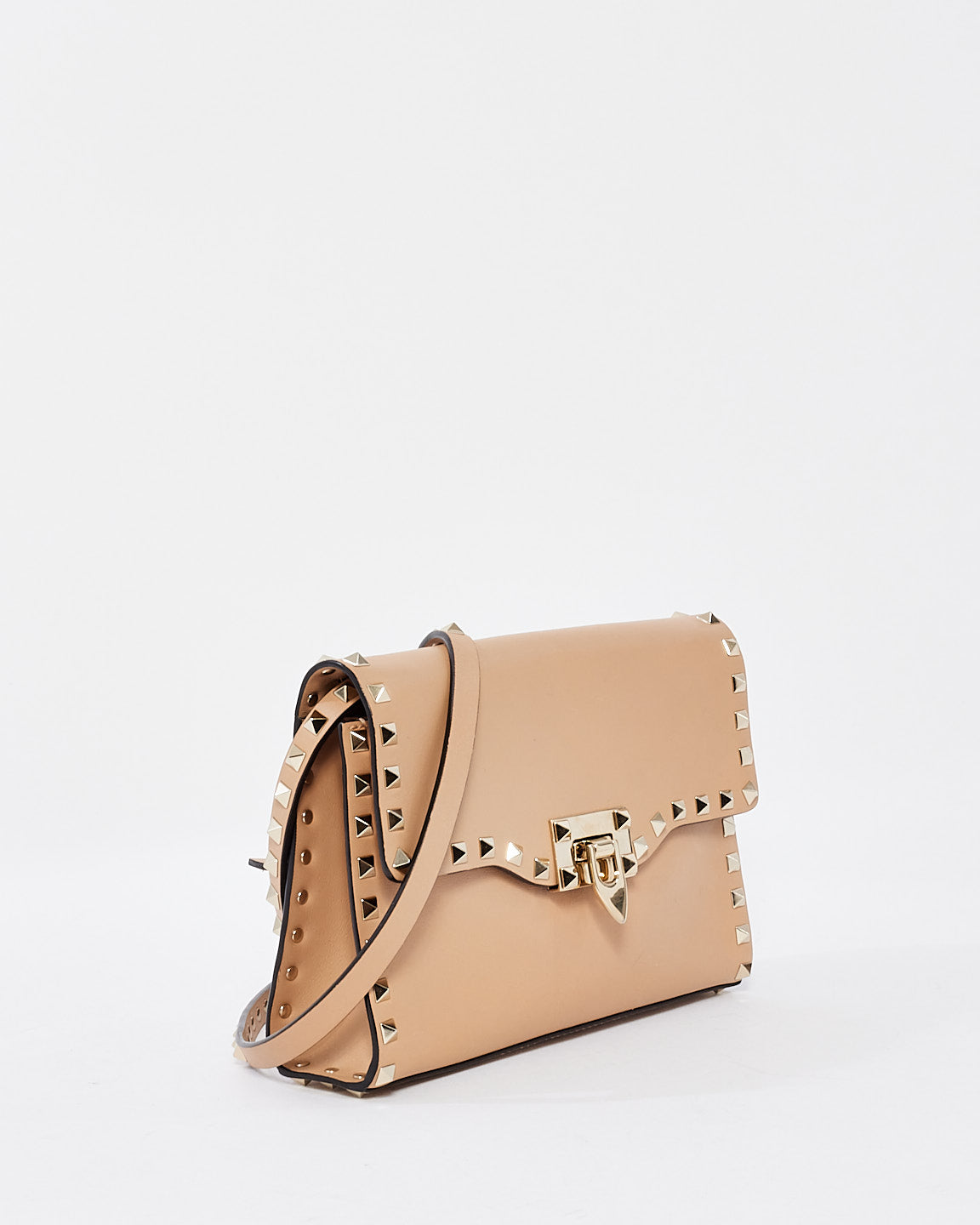 Valentino Beige Leather Small Rockstud Crossbody Bag