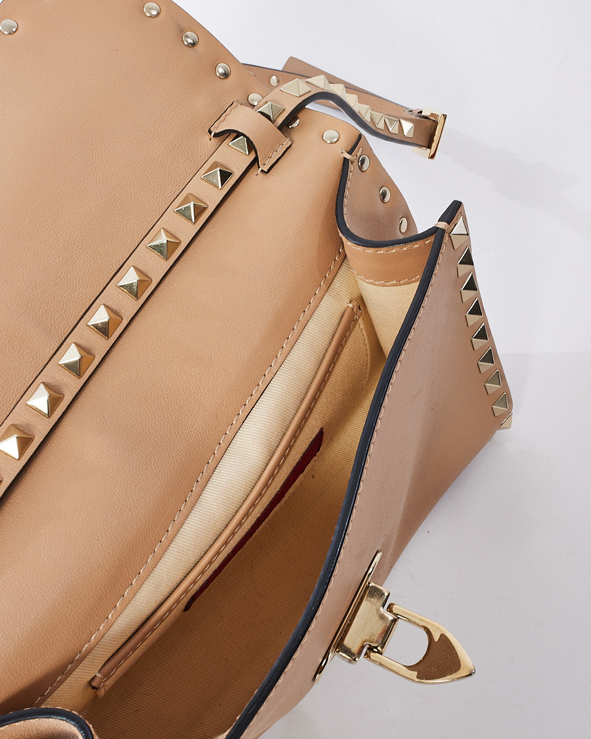 Valentino Beige Leather Small Rockstud Crossbody Bag