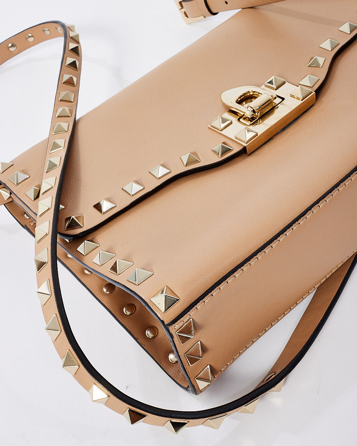 Valentino Beige Leather Small Rockstud Crossbody Bag