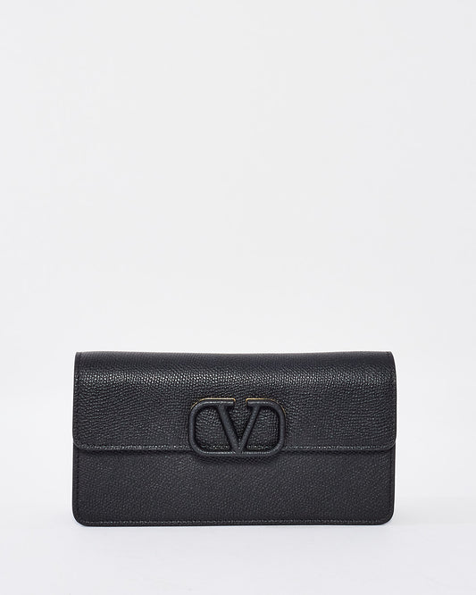 Valentino Black Leather V Logo Bag with Chain Strap