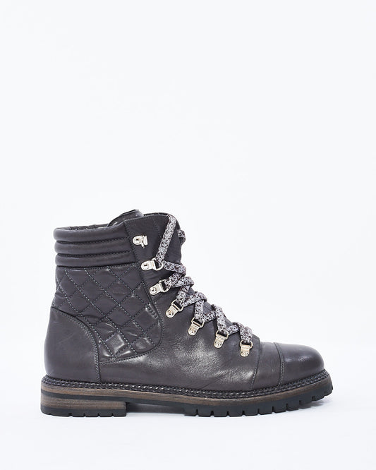 Chanel Black Quilted Leather Combat Boots - 43