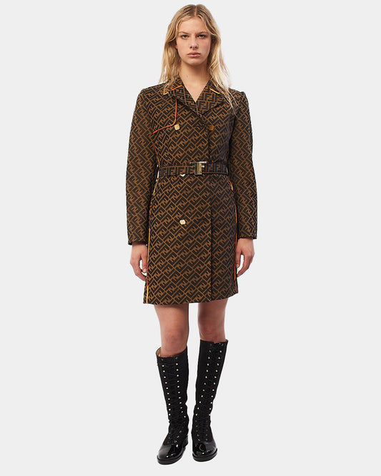 Fendi Brown Zucca Colorful Trimming Trench Coat - XS/IT40