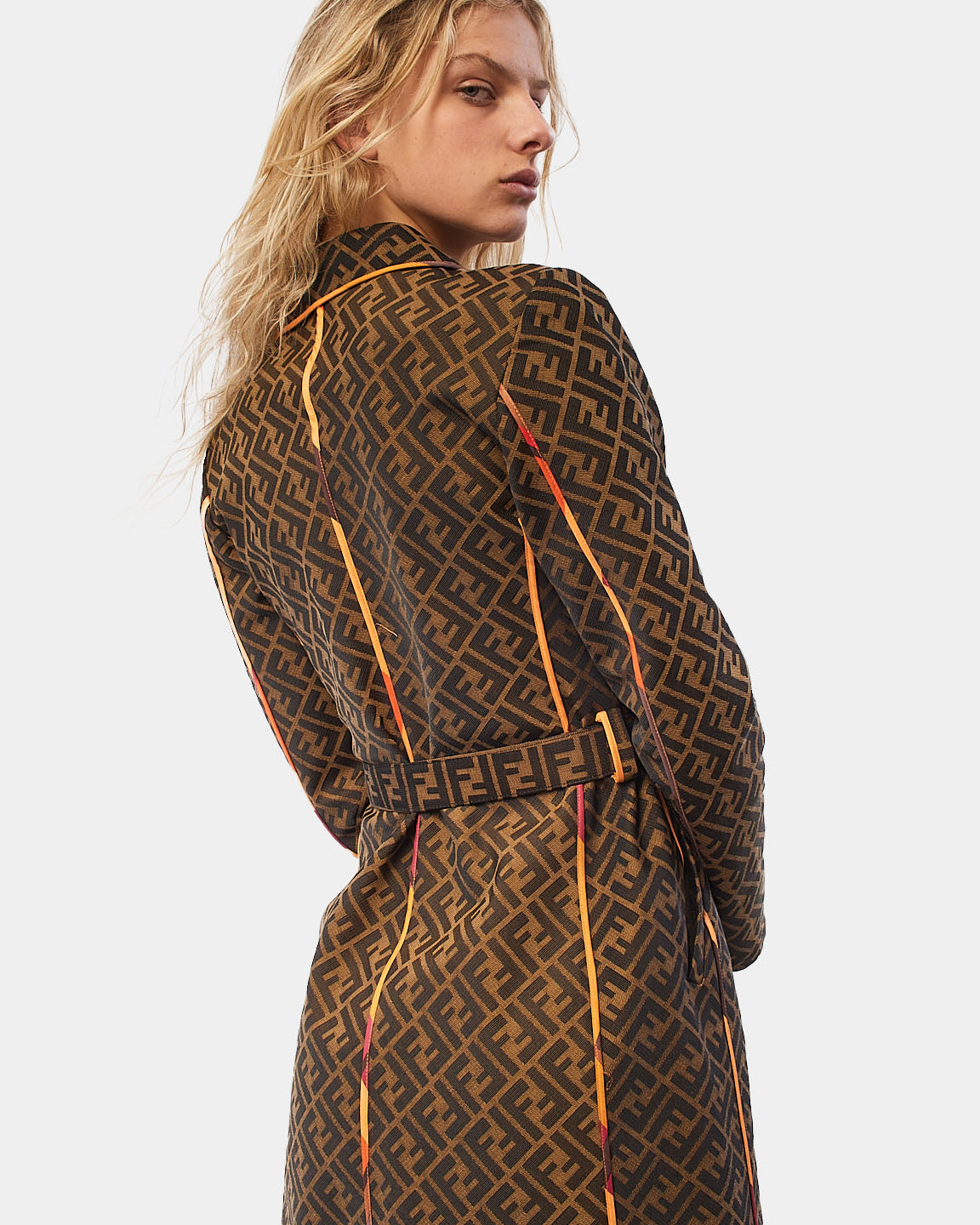 Fendi Brown Zucca Colorful Trimming Trench Coat - XS/IT40