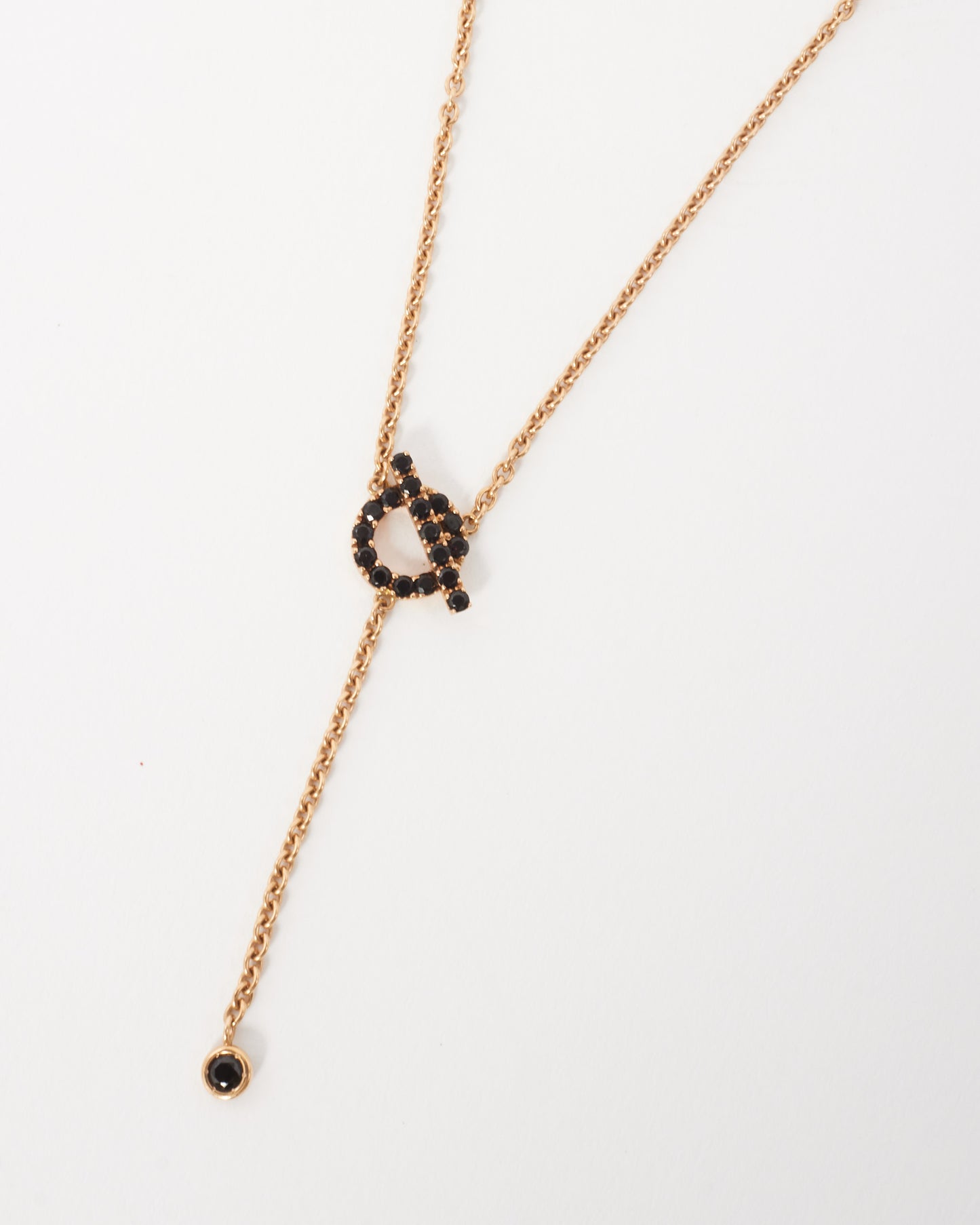 Hermès 18K Rose Gold 
Black Spinel Finesse Lariat Necklace