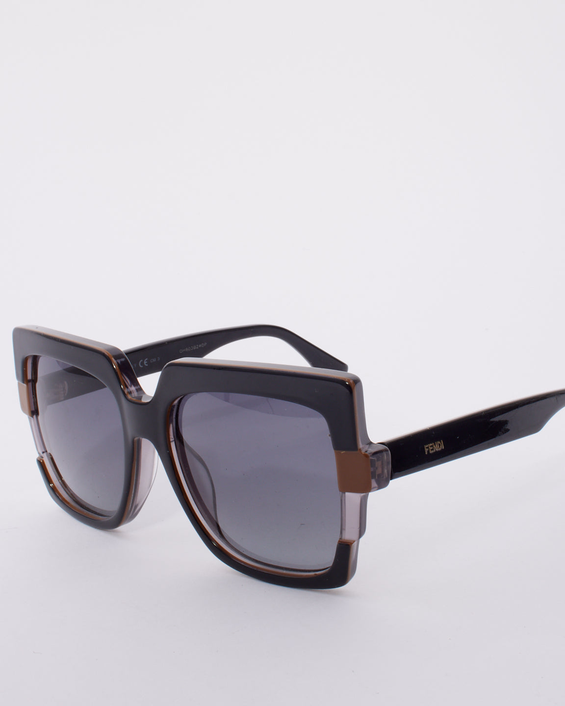 Fendi Black 
Brown Acetate Square Frame FF062 Sunglasses