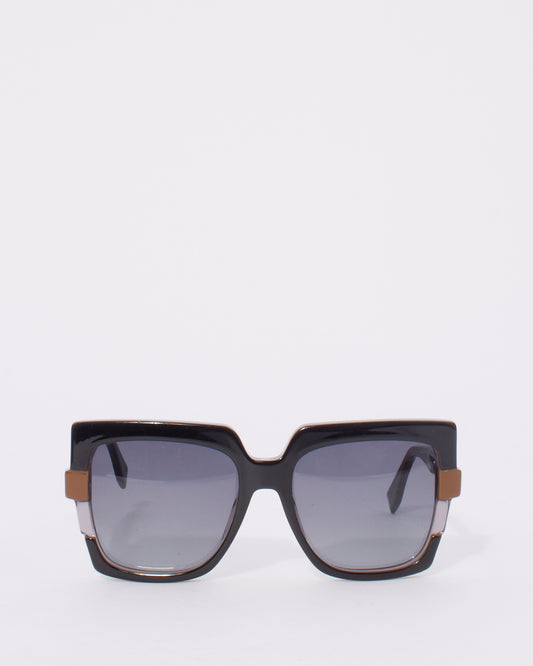 Fendi Black 
Brown Acetate Square Frame FF062 Sunglasses