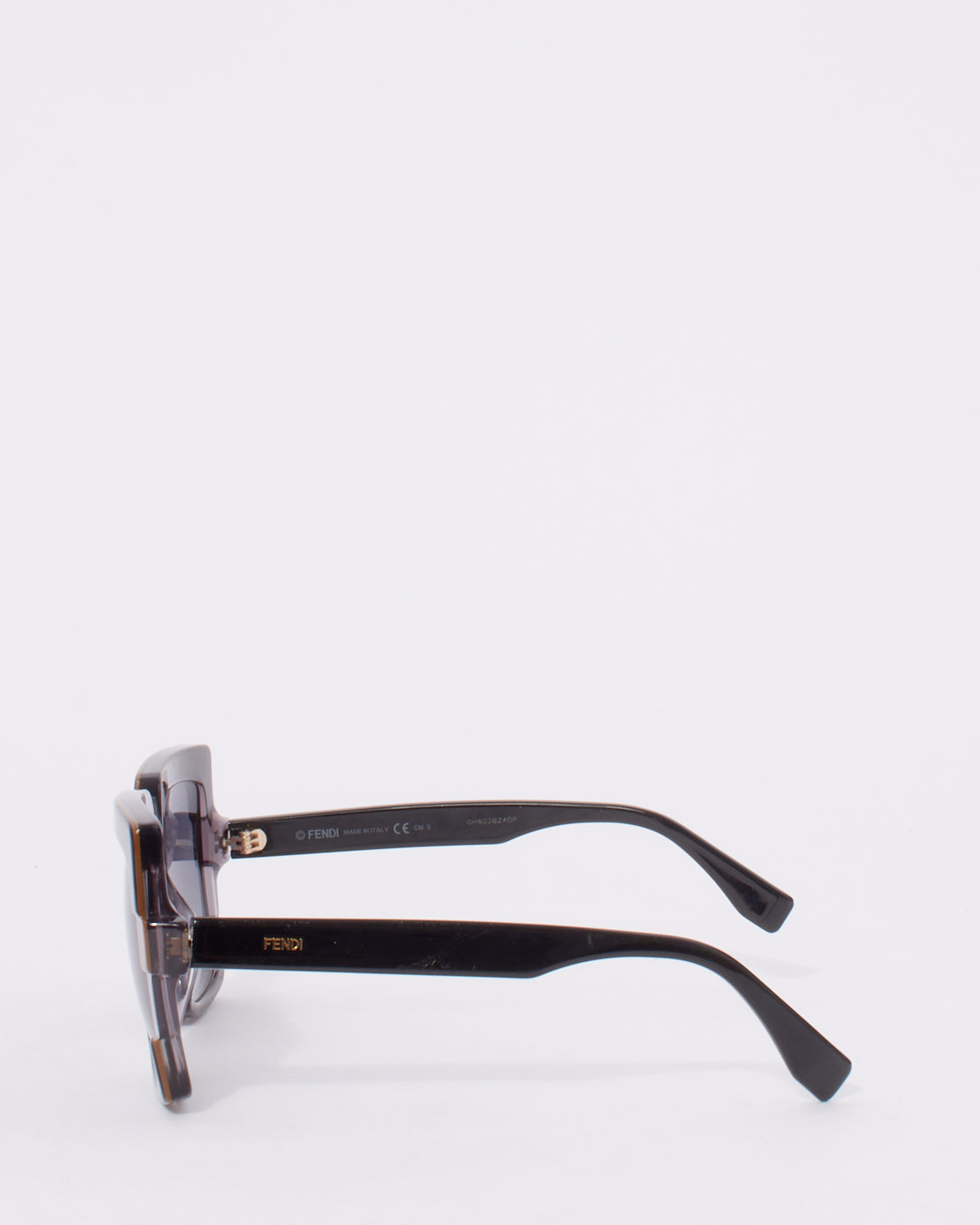 Fendi Black 
Brown Acetate Square Frame FF062 Sunglasses