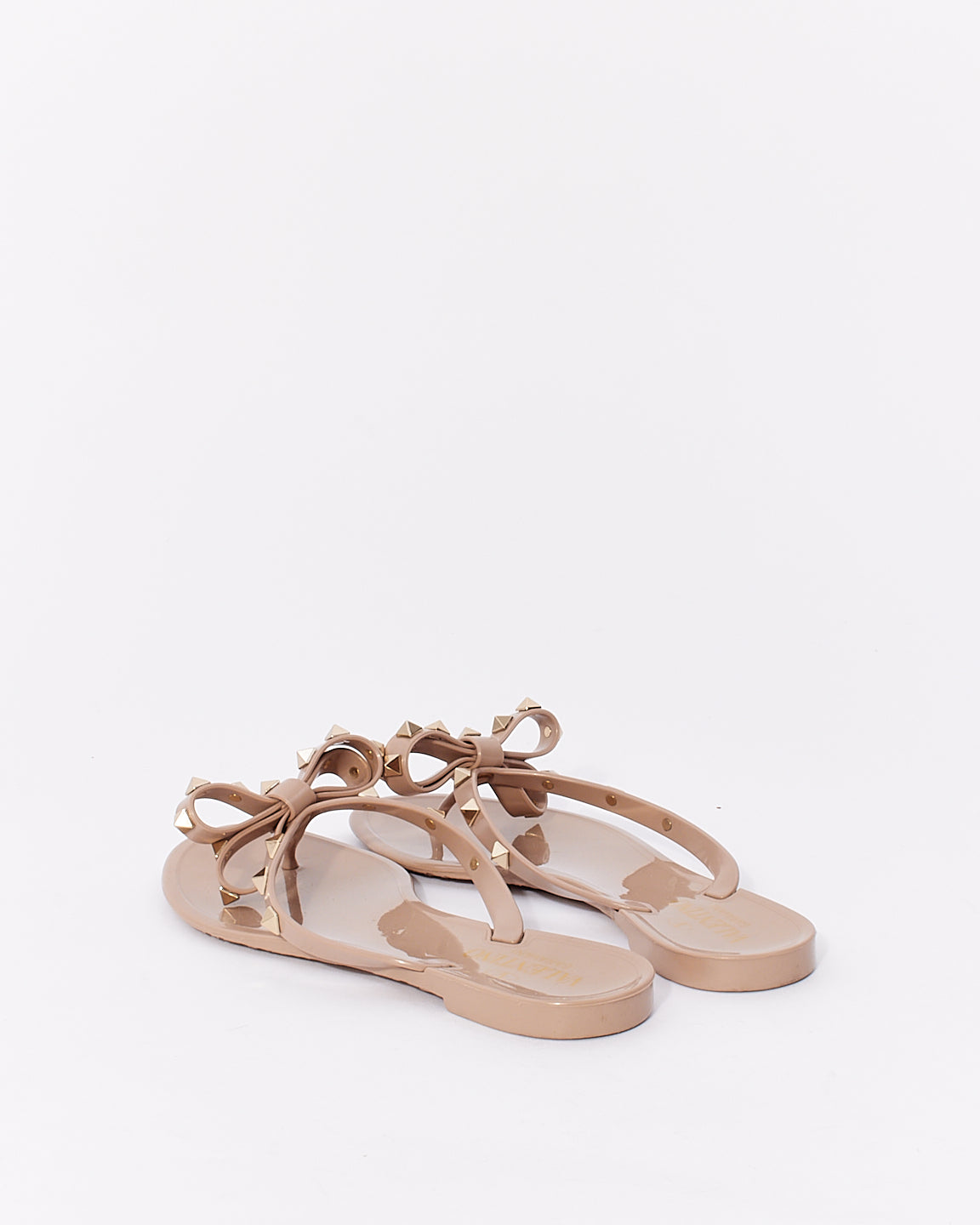 Valentino Beige PVC Jelly Rockstud Thong Sandals - 38