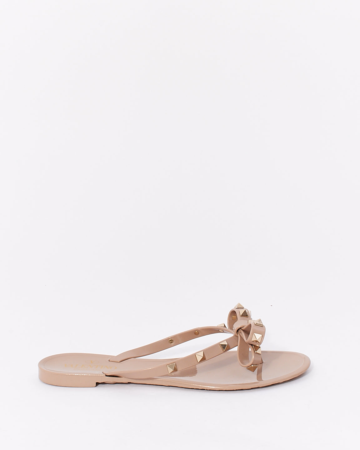 Valentino Beige PVC Jelly Rockstud Thong Sandals - 38