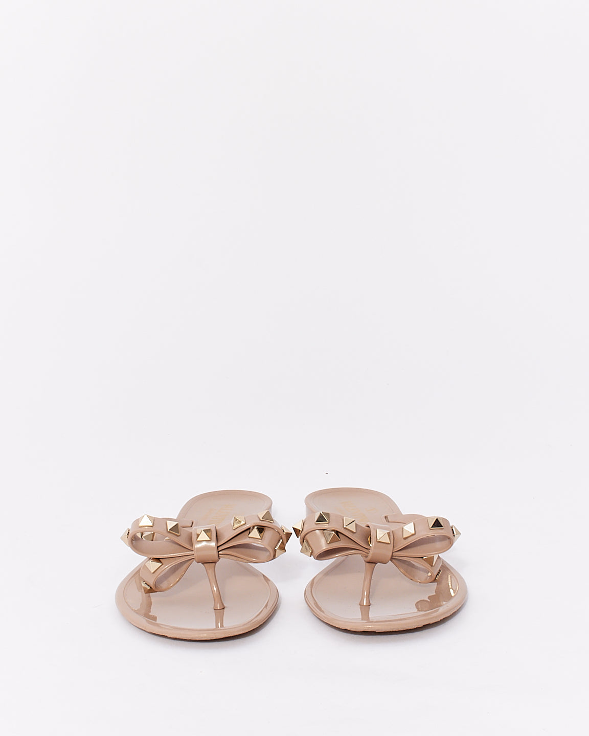 Valentino Beige PVC Jelly Rockstud Thong Sandals - 38