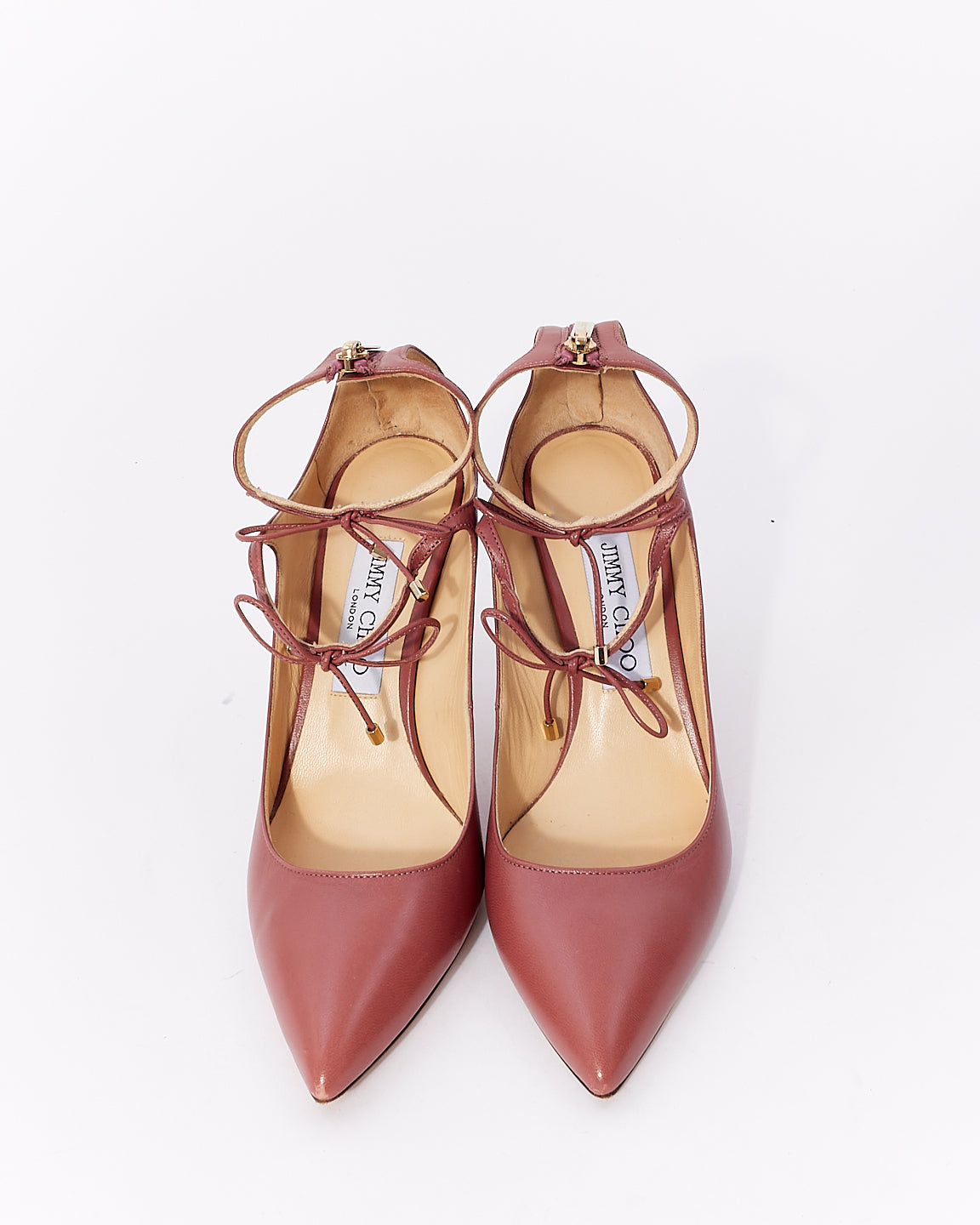 Jimmy Choo Vintage Rose Sage Mary Jane Leather 85mm Pump - 37