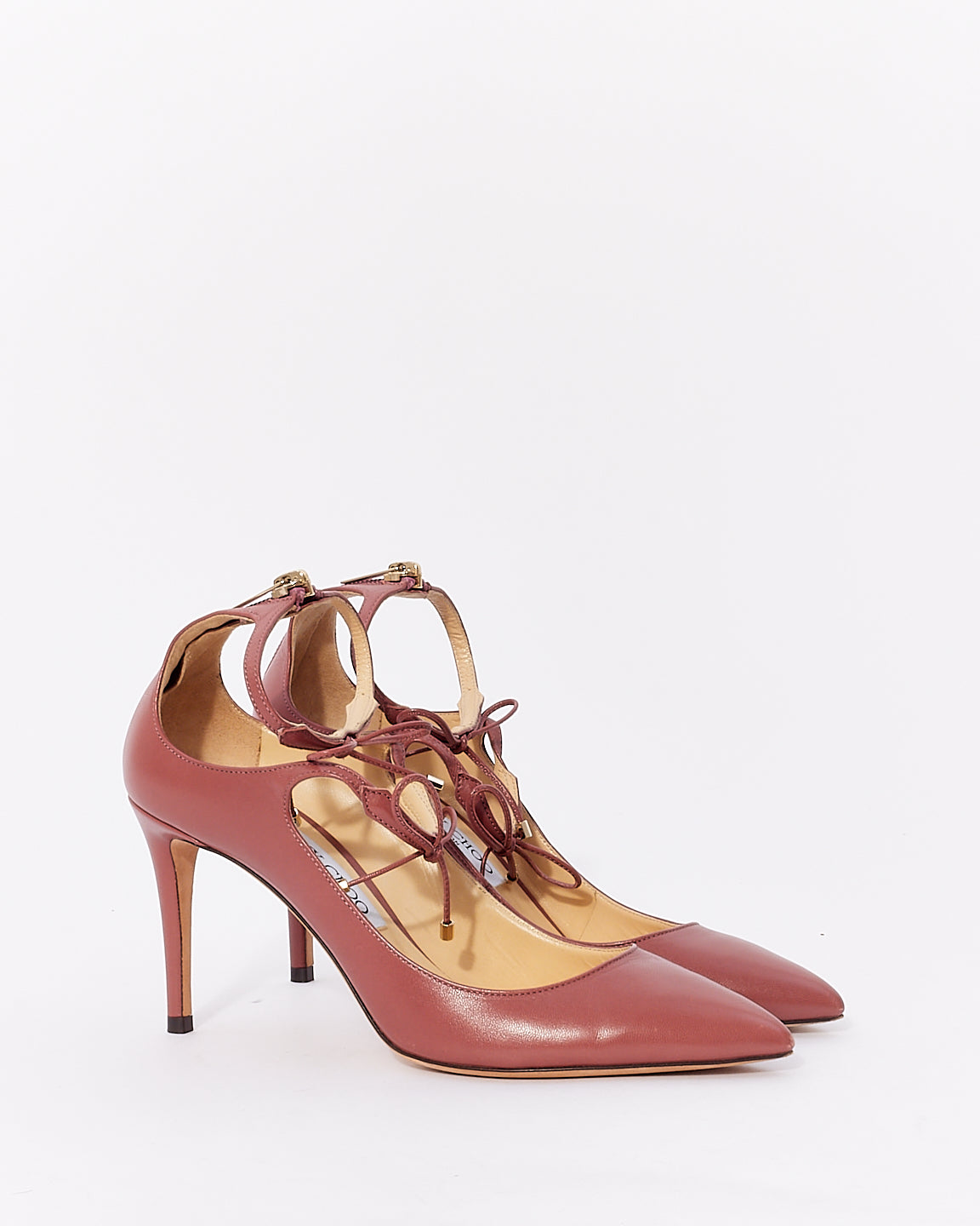 Jimmy Choo Vintage Rose Sage Mary Jane Leather 85mm Pump - 37