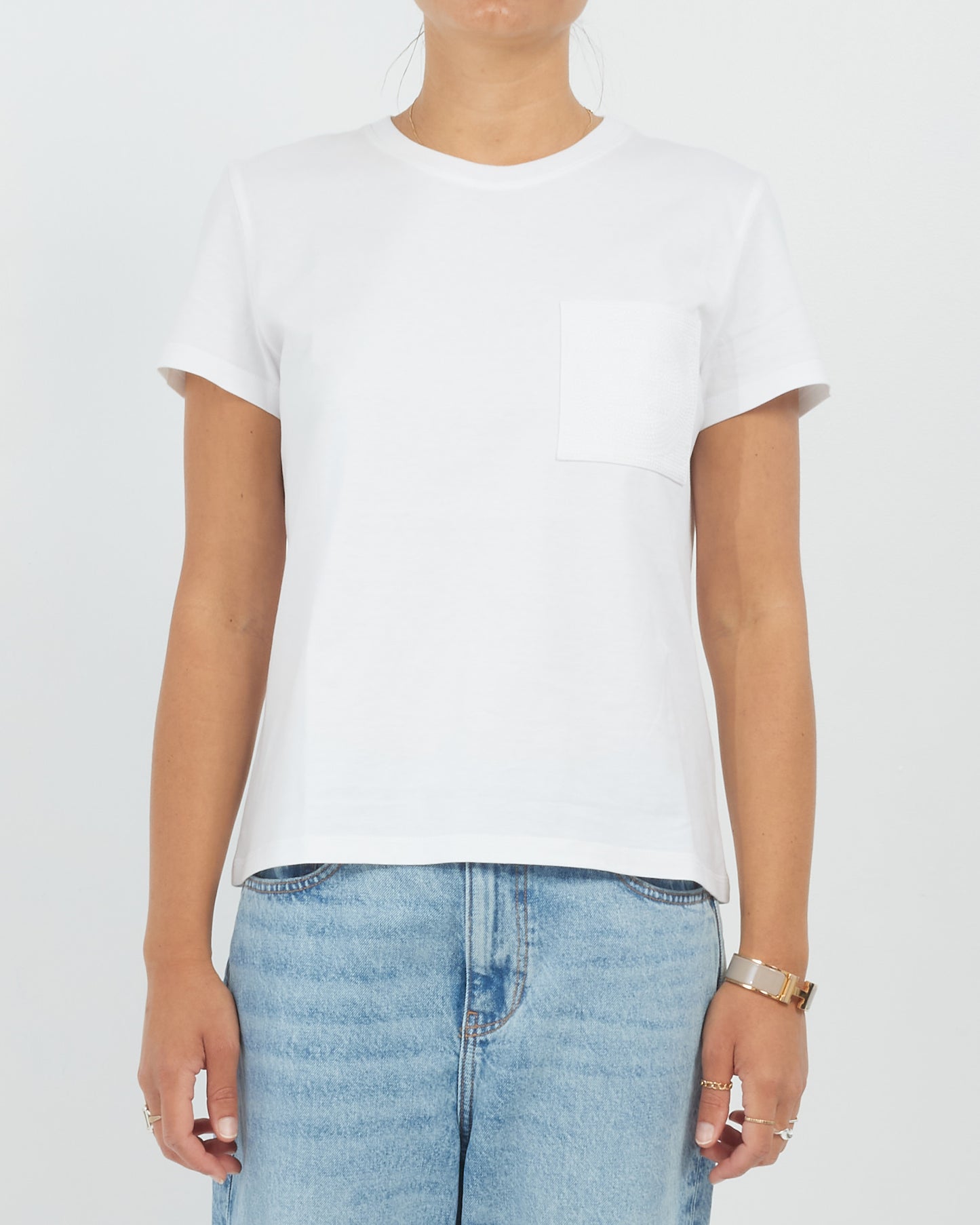 Hermès White Mosaique Embroidered Pocket T shirt - 38